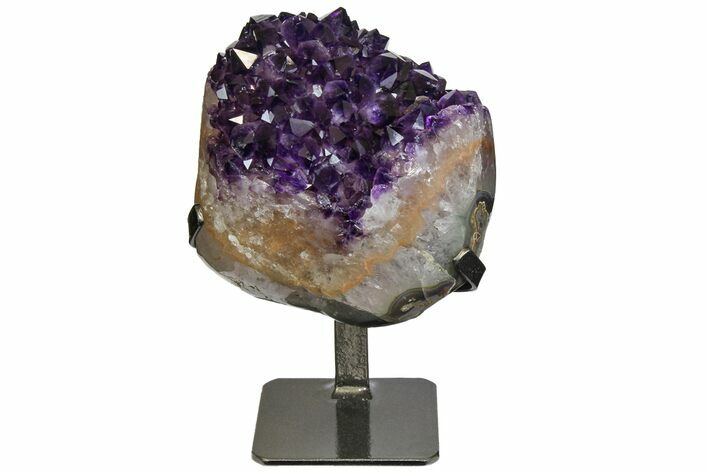 Amethyst Geode Section With Metal Stand - Uruguay #152209